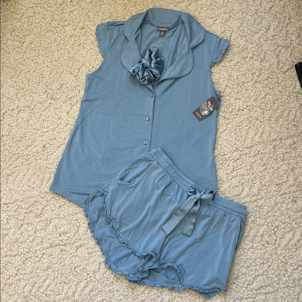 Shortie Ruffle Pajama Set and Scrunchie